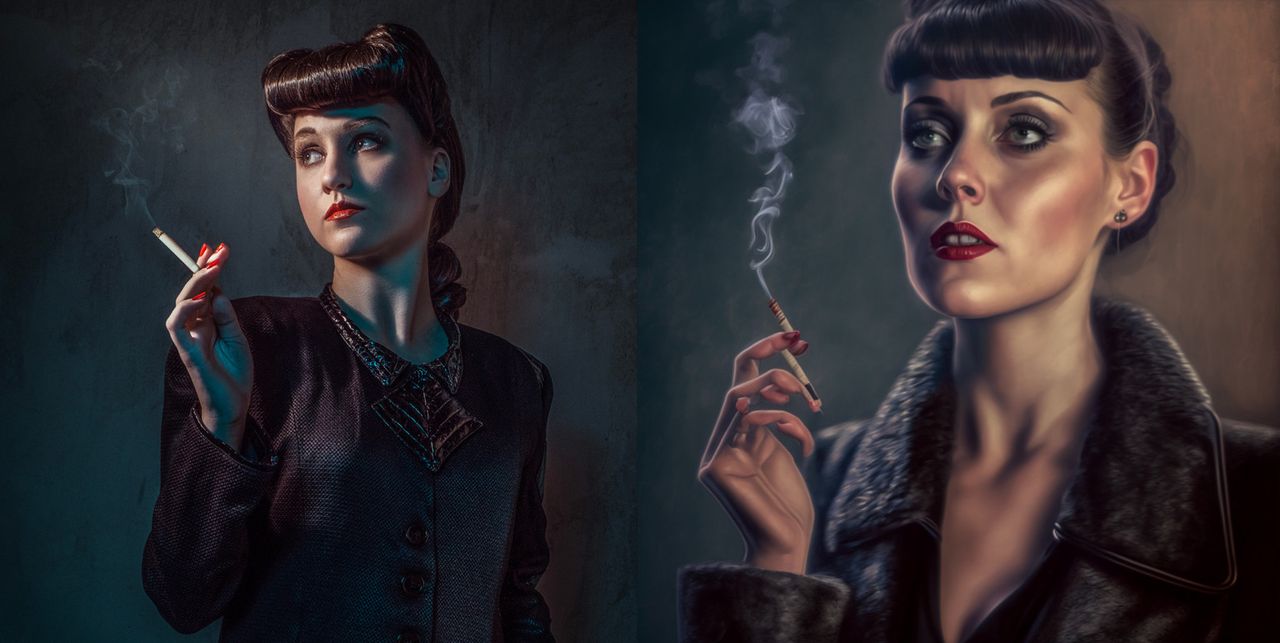 Photographers by Antti Karppinen alongside his AI recreations using MidJourney
