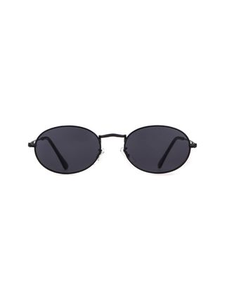 Gifiore Oval Sunglasses Vintage Retro 90s Sunglasses Trendy Designer Glasses for Women Men (black Frame Grey Lens)