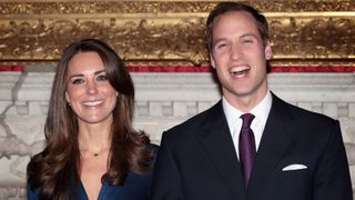 Prince William and Kate Middleton pictured just after announcing their engagement