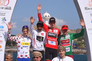 The Tour of Oman classification winners on the podium