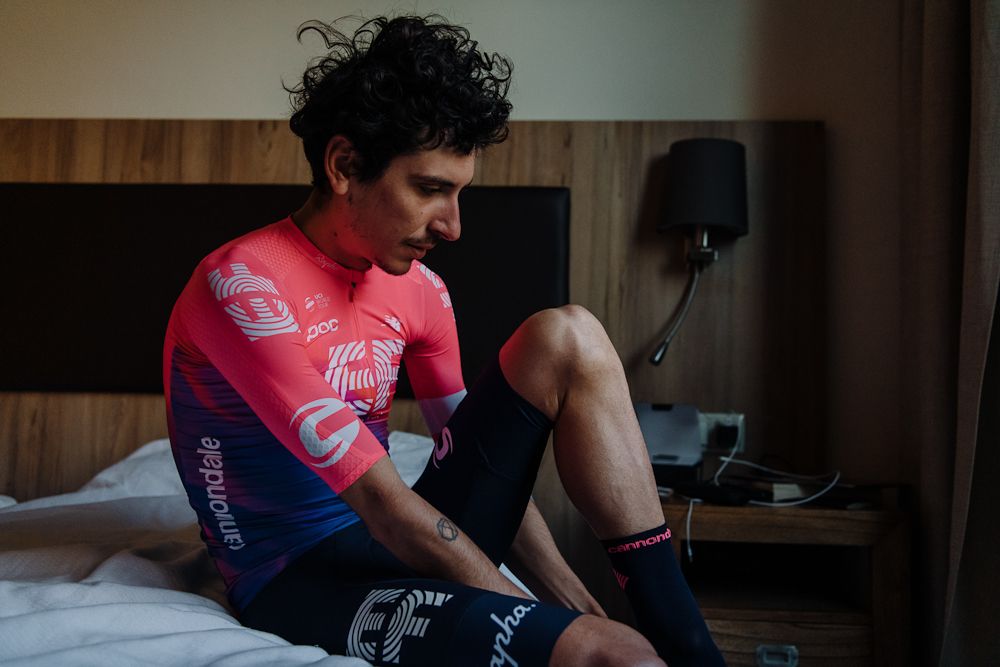 Rapha maintained a minimalist look on the black shorts with white graphics