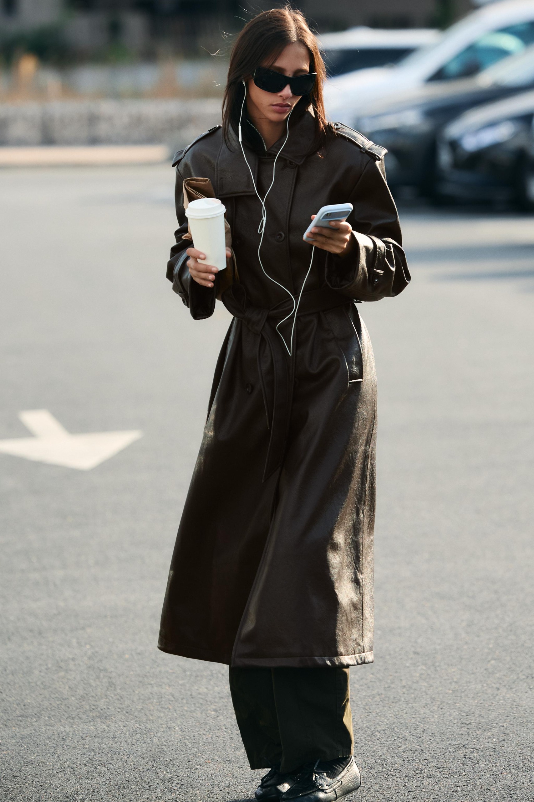ZARA Faux Leather Long Trench Coat