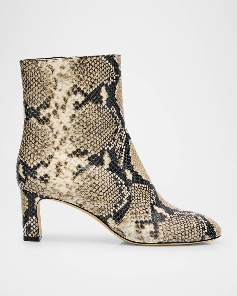 Babette Snake-Printed Leather Booties