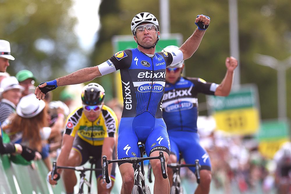 Maximiliano Richeze (Etixx-QuickStep) and teammate Fernando Gaviria finish first and second during stage 4 at Tour de Suisse