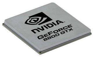 The Geforce 8800 GTX graphics processor is built in a 90 nm process and has 681 million transistors. The reference design is clocked at 575 MHz, integrates 128 stream processors (cores) and runs with a shader clock speed of 1350 MHz. On reference boards,