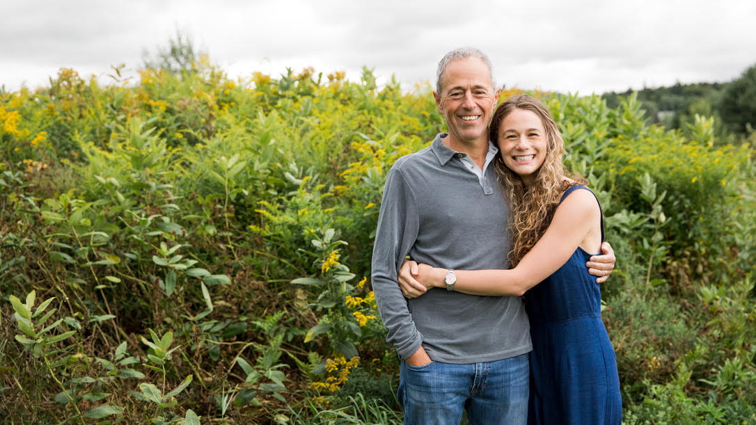 Rachael Piltch-Loeb hugs her dad