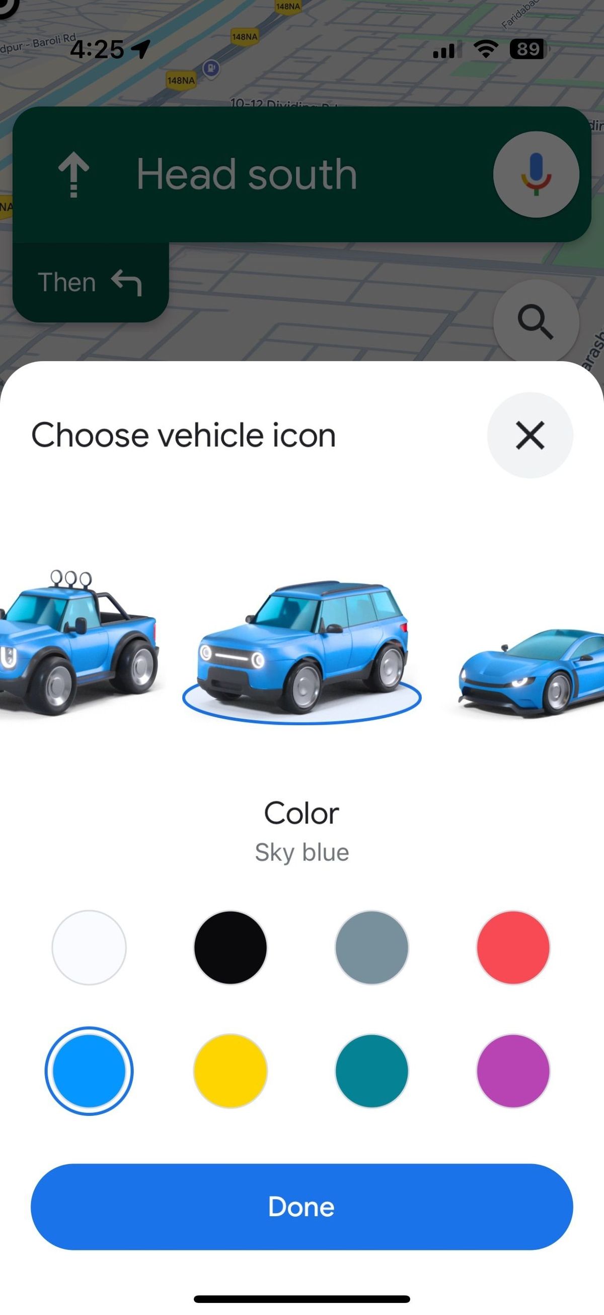 Google Maps custom vehicle icon options
