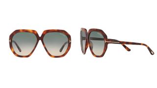 2 images of brown Tom Ford sunglasses