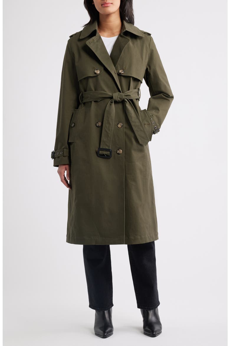 Belted Stretch Cotton Trench Coat
