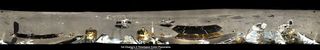 This time-lapse 360-degree panorama of the Chang'e-3, Yutu Rover landing site shows how the Yutu rover moves by adding the rover at additional positions onto an existing panoramic image of the landing site. The imaging team matched Yutu positions to precisely match with the terrain at each exact location. The image was created by Ken Kremer and Marco Di Lorenzo using Chang'e 3 mission images released via China's state-run news outlets.