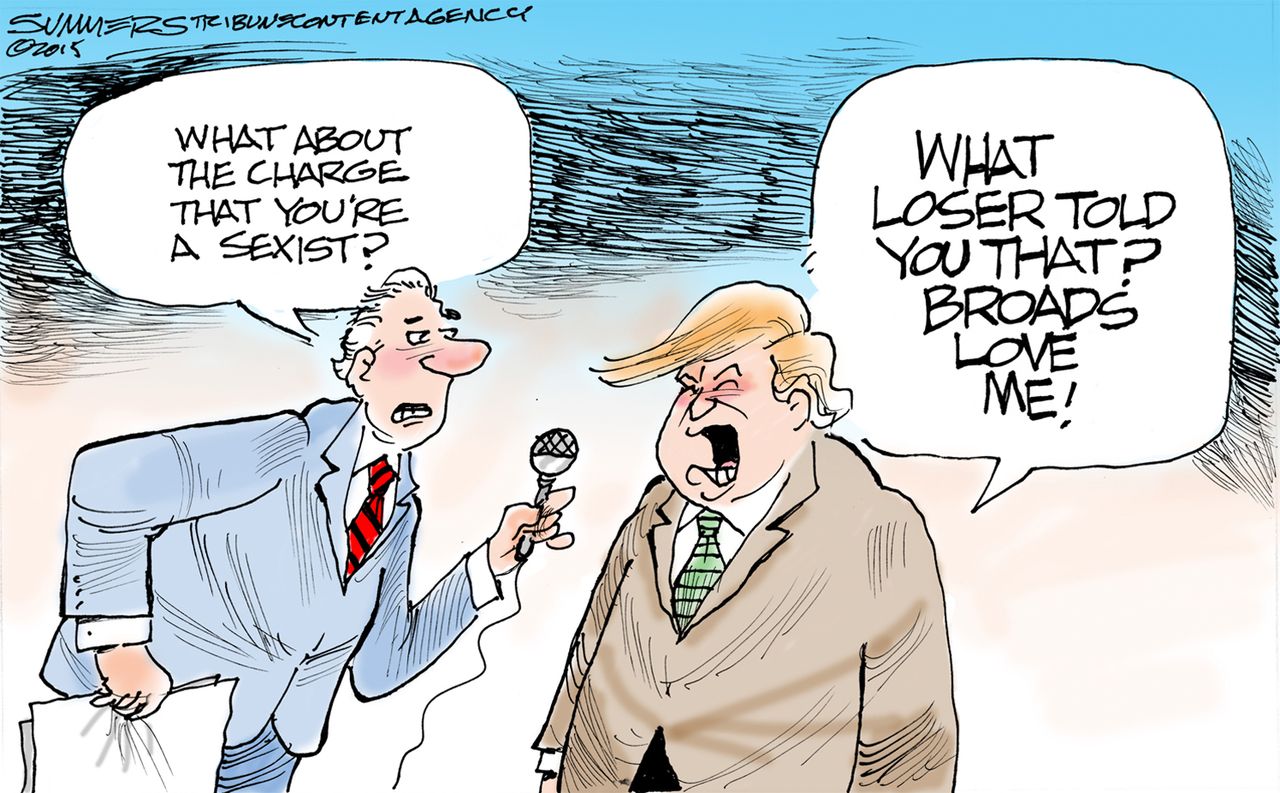 Political cartoon U.S. Donald Trump 2016