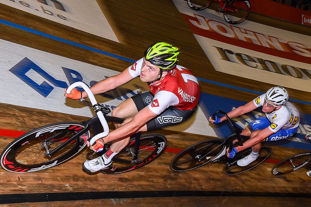 Yoeri Havik out on the track in the first day of racing at the 2016 Gent Six Day