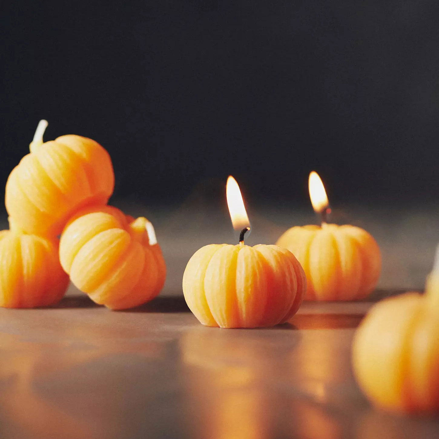 Pumpkin Shaped Wax Candles, Set of 6