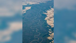 An aerial view of the Mississippi River.