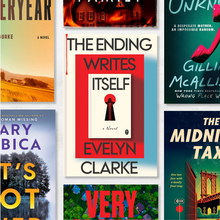 a collage of book covers of the best mystery thriller novels of 2026 including the ending writes itself the midnight taxi caller unknown and more