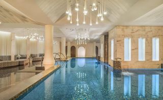 Inside swimming pool of hotel