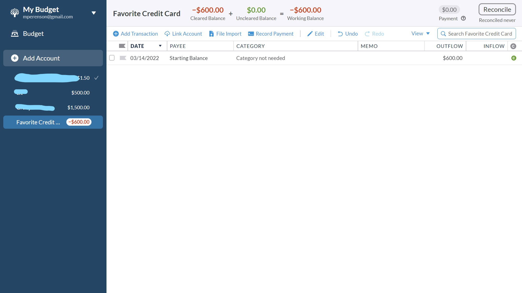 Captura de tela YNAB