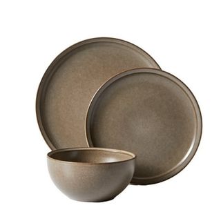 Better Homes & Gardens Banks Brown 12-Piece Stoneware Dinnerware Set