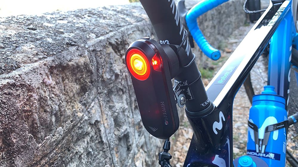 Rear lighting on the back of the Movistar Team Women team bikes