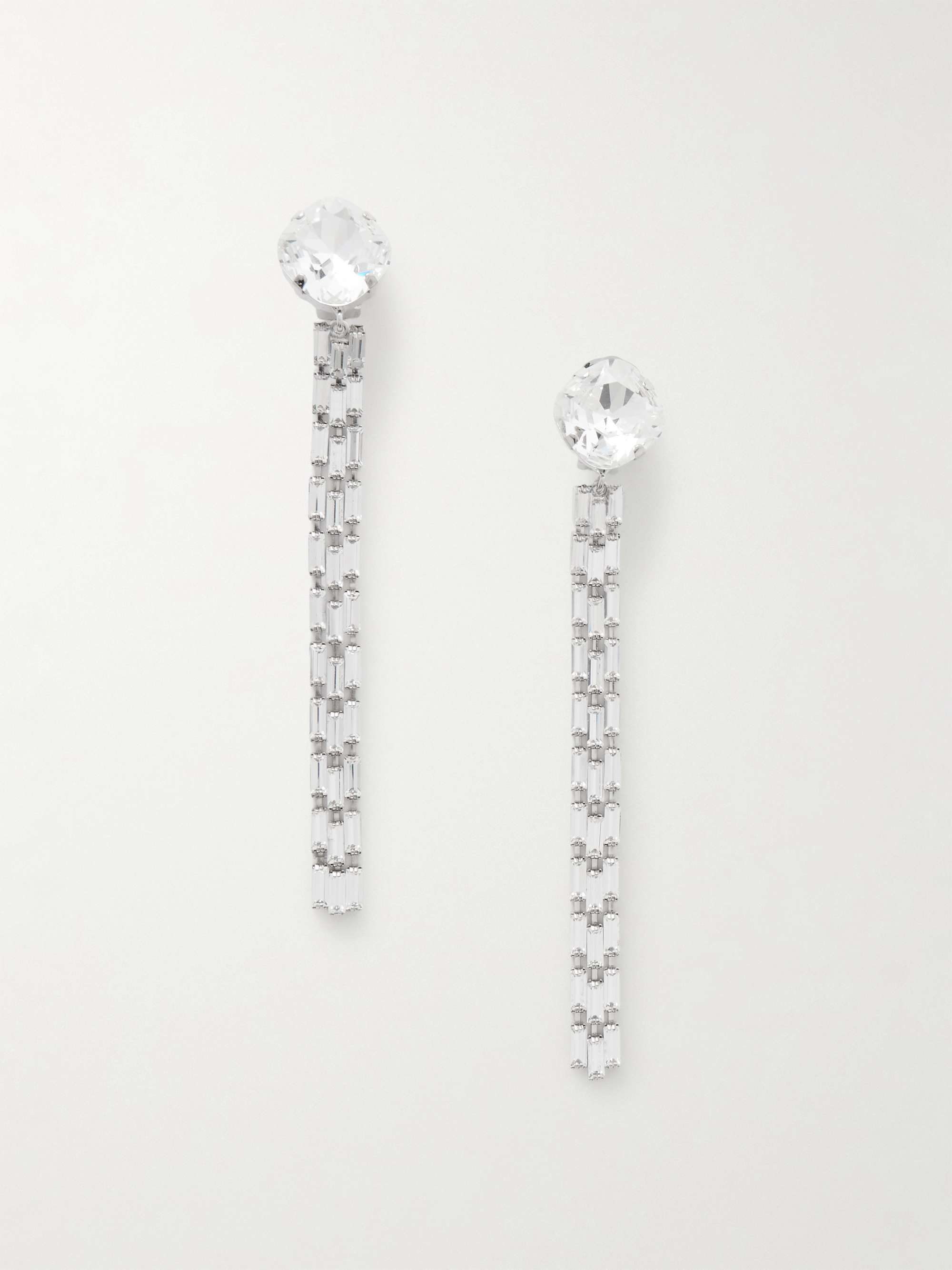 Silver-Tone Crystal Clip Earrings