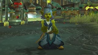 WoW Classic races - a female goblin is dancing in the starting area