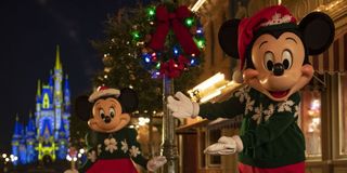 Mickey and Minnie at Christmas in Walt Disney World