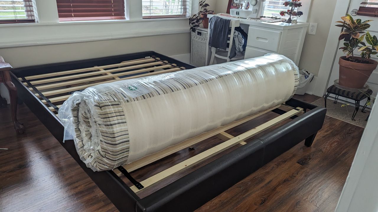 The unboxing process for our queen-sized Essentia Stratami Organic mattress