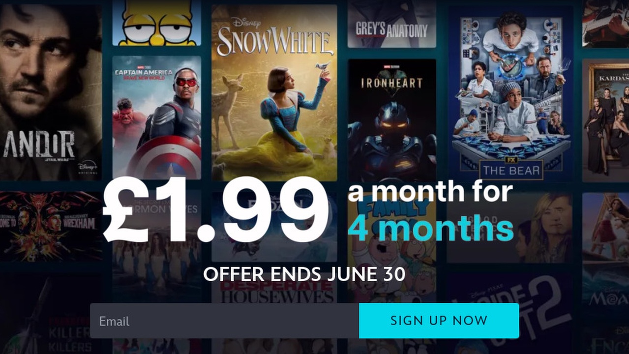 Screenshot of the landing page for Disney+ £1.99 deal