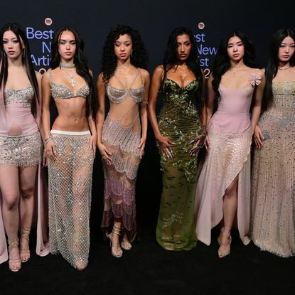 Katseye attended Spotify's Best New Artist Party in Georges Hobeika ahead of the 2026 Grammy Awards