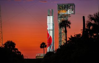 ULA's first Vulcan Centaur rocket sits on Space Launch Complex-41 at Cape Canaveral Space Force Station in Florida for testing ahead of its planned May 2023 launch.