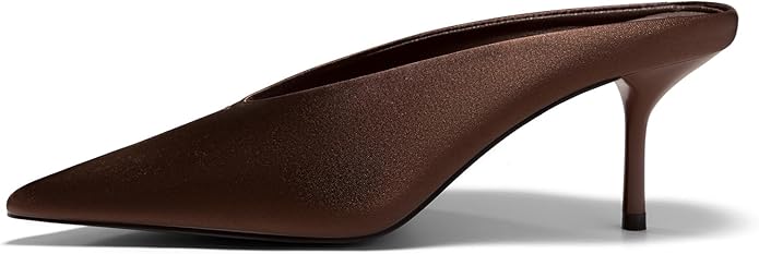 Coutgo, Coutgo Womens Pointed Toe Mules High Heels Sandals Slip on Clogs Summer Dress Shoes, Chocolate, Size 9.5