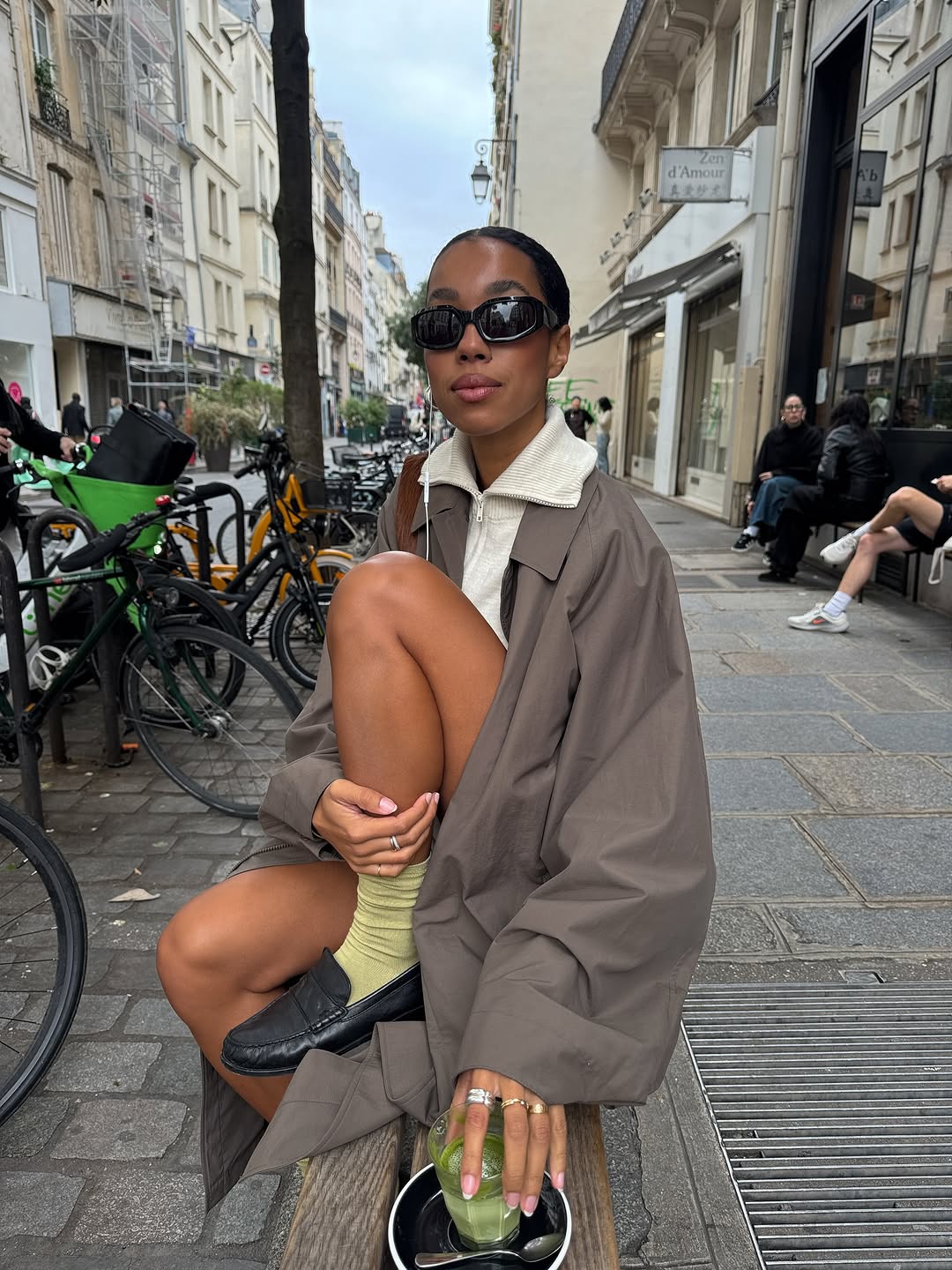 woman wearing knee high sock outfit