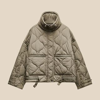 flat lay image of quilted jacket