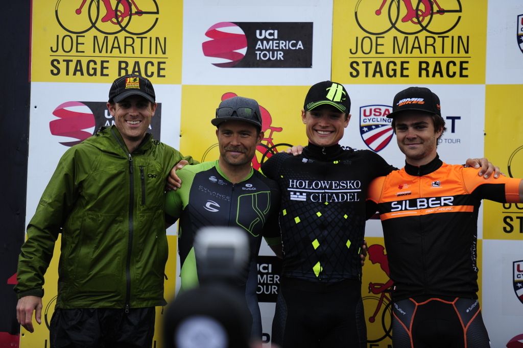 Stage 3 podium: Eric Marcotte (Cylance), Robin Carpenter (Holowesko-Citadel) and Alexander Cowan (Silber Pro Cycling)