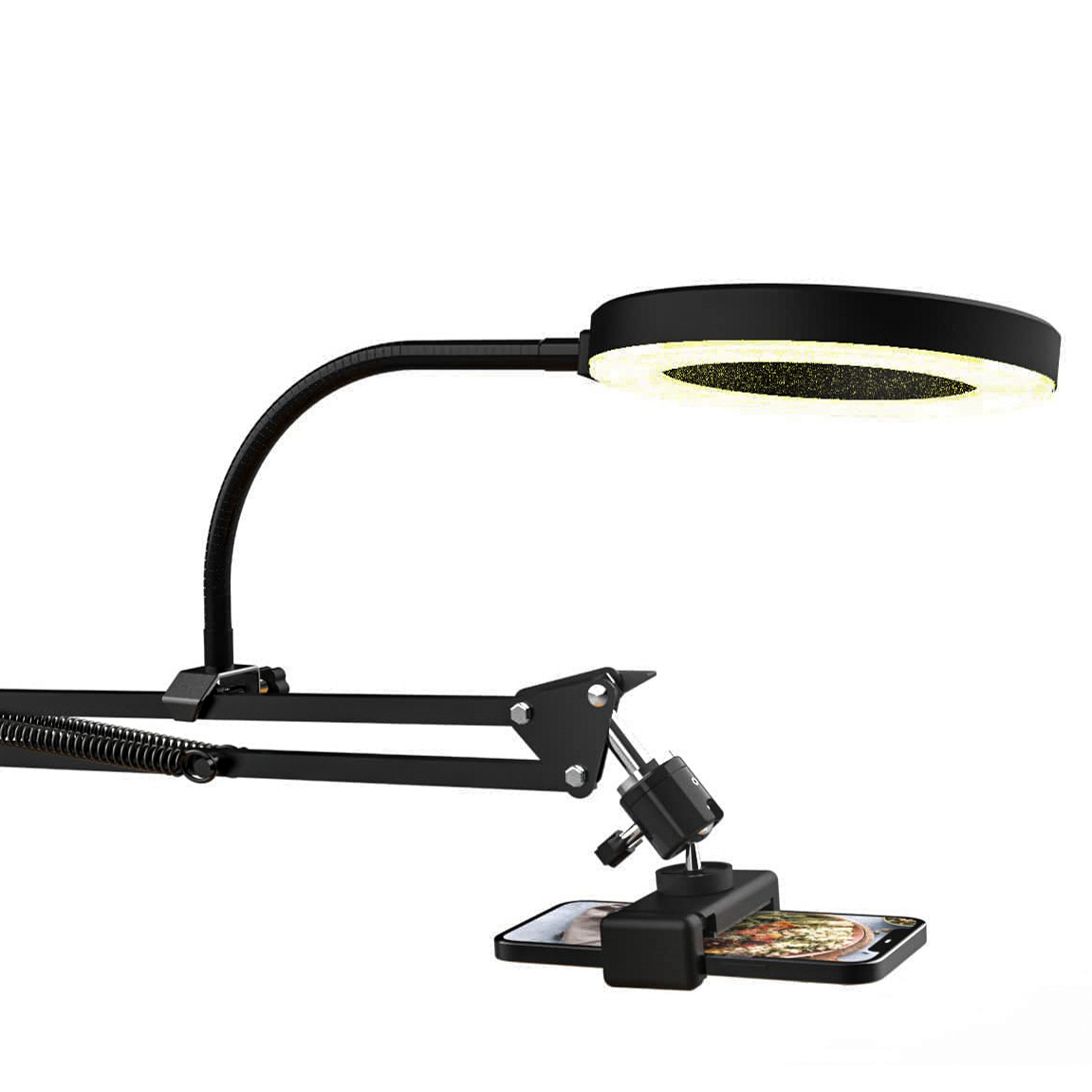 Pozliv Overhead Phone Mount with Ring Light