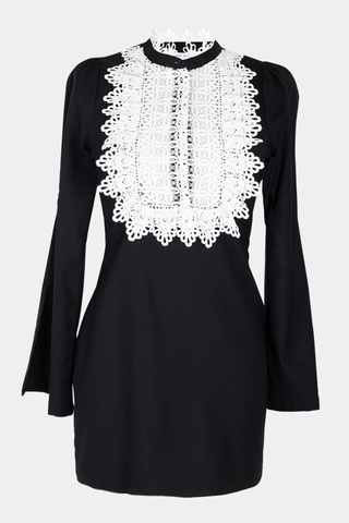 black dress with white lace 