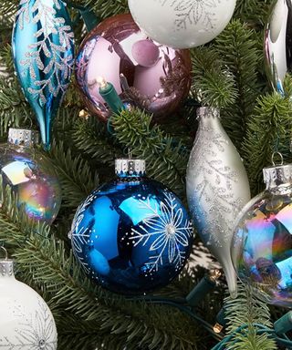 Pink Glass Ornaments Set on christmas tree