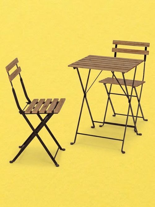 T&Auml;rn&Ouml; Table+2 Chairs, Outdoor - Black/light Brown Stained