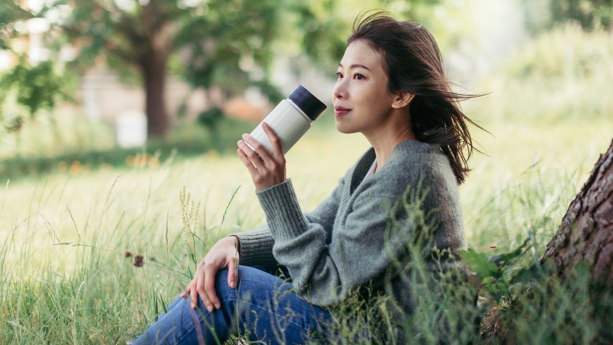 Woman with a water bottle