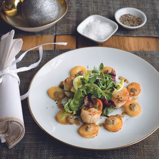 Pan-fried Scallops With Caper, Raisin and Olive Vinaigrette