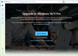 Microsoft Store upgrade page