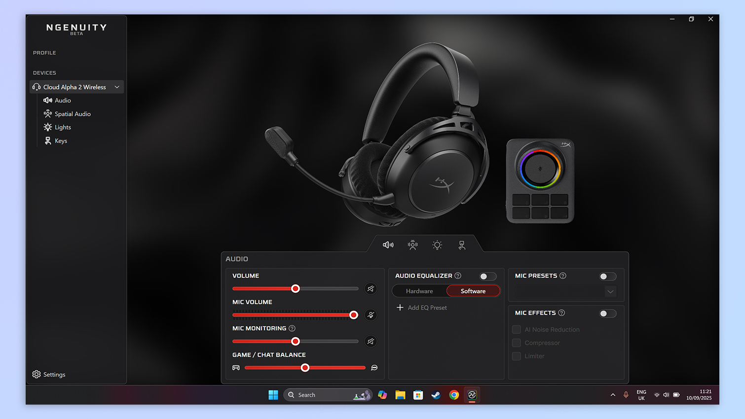 HyperX Ngenuity software screenshot