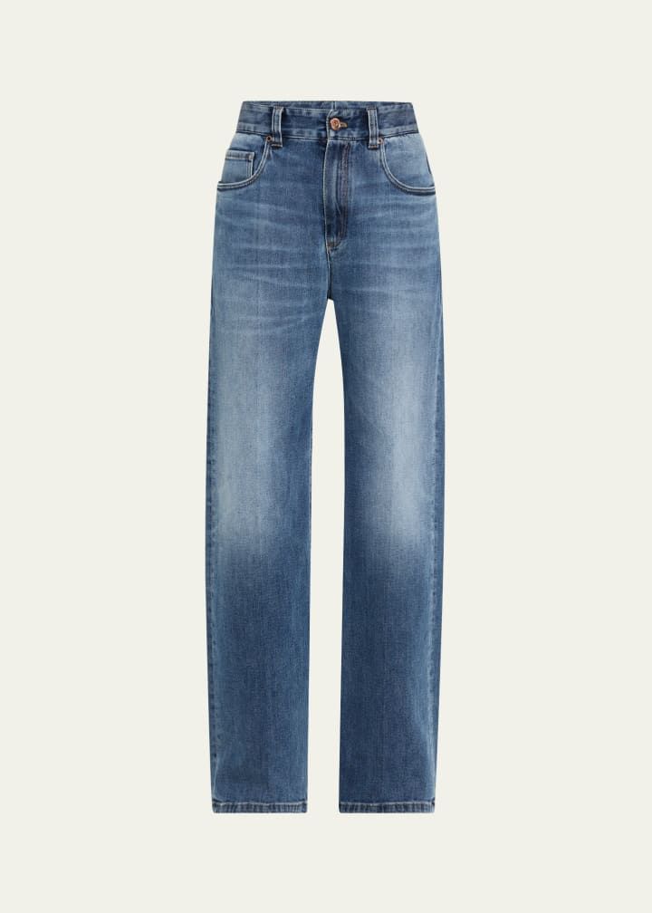 Soft Denim Loose Stove Pipe Jeans