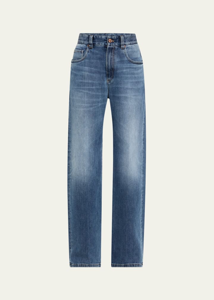 Soft Denim Loose Stove Pipe Jeans