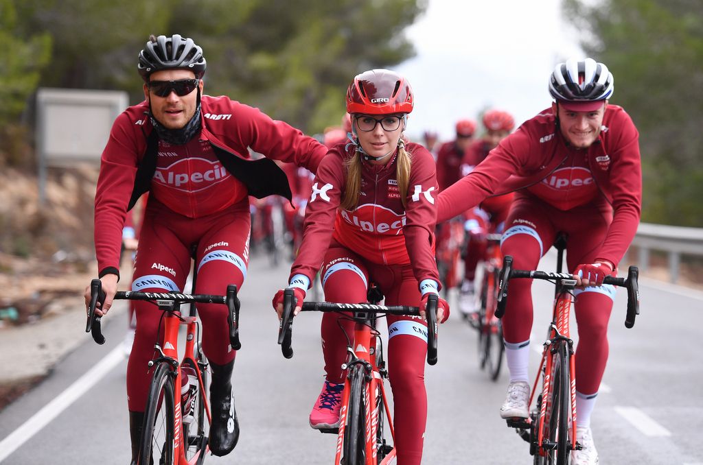 German duo Rick Zabel and Marco Mathis ride a fan