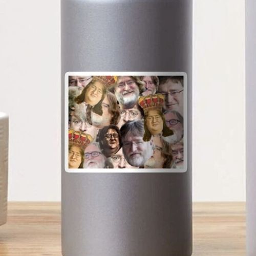 Gabe Newell face collage sticker