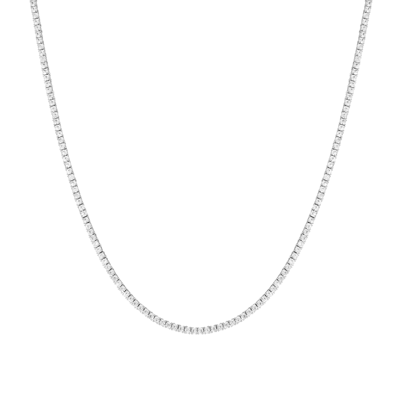 Lab Grown White Sapphire Tennis Necklace 925 Silver 16"