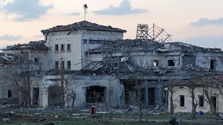 A mansion destroyed in the Iranian missile attack