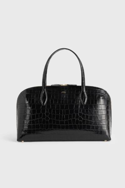 Toteme - INT, Medium Croco-Embossed Day Tote Black