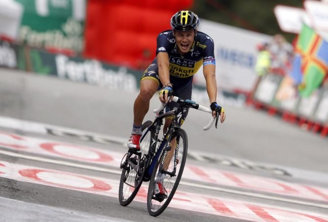 Nicolas Roche (Saxo-Tinkoff) went out on the attack some distance from the stage 15 finish line, but his efforts yielded only a handful of seconds gain on his GC rivals.
